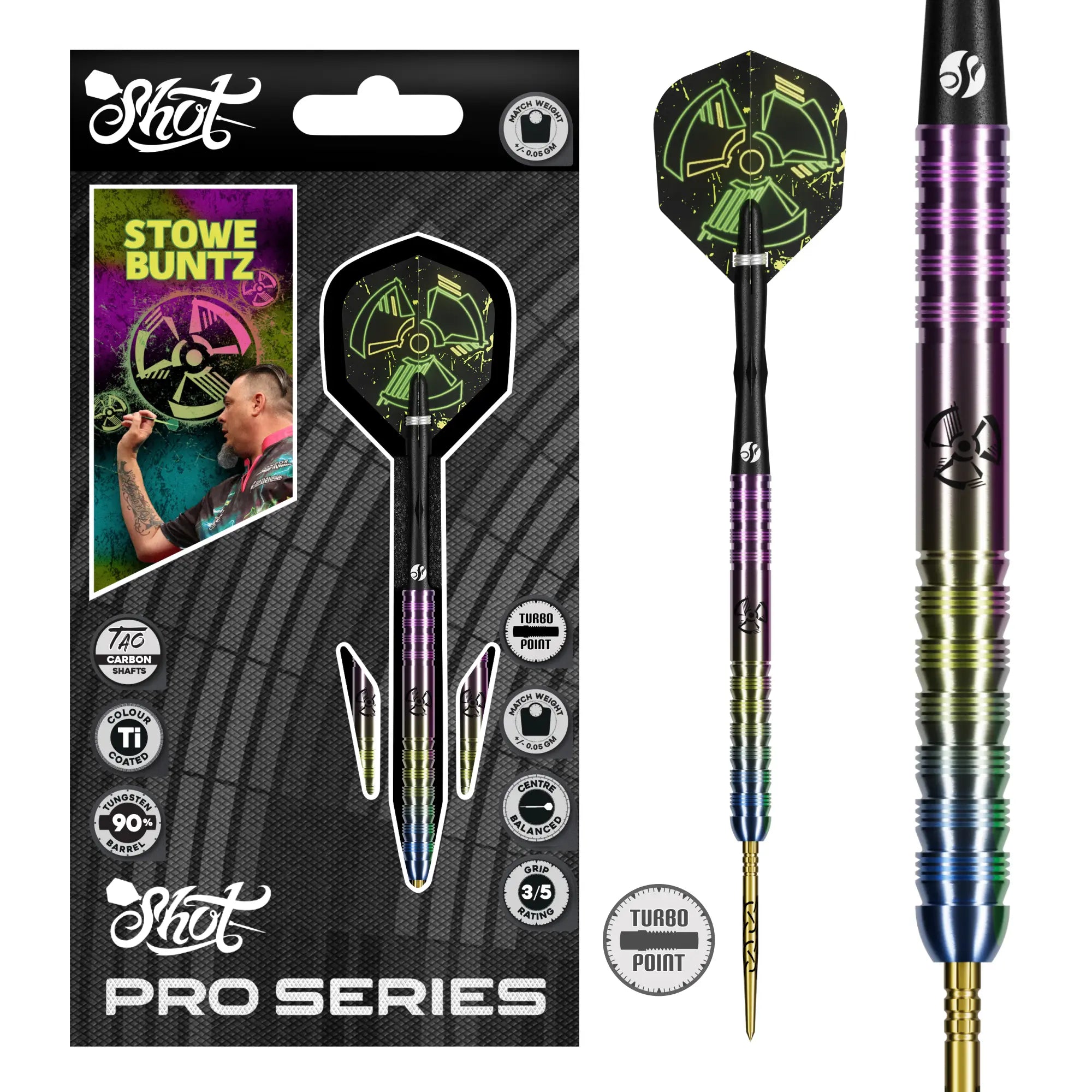 Pro Series Stowe Buntz 3.0 Turbo Point - 90% Steel Tip Darts