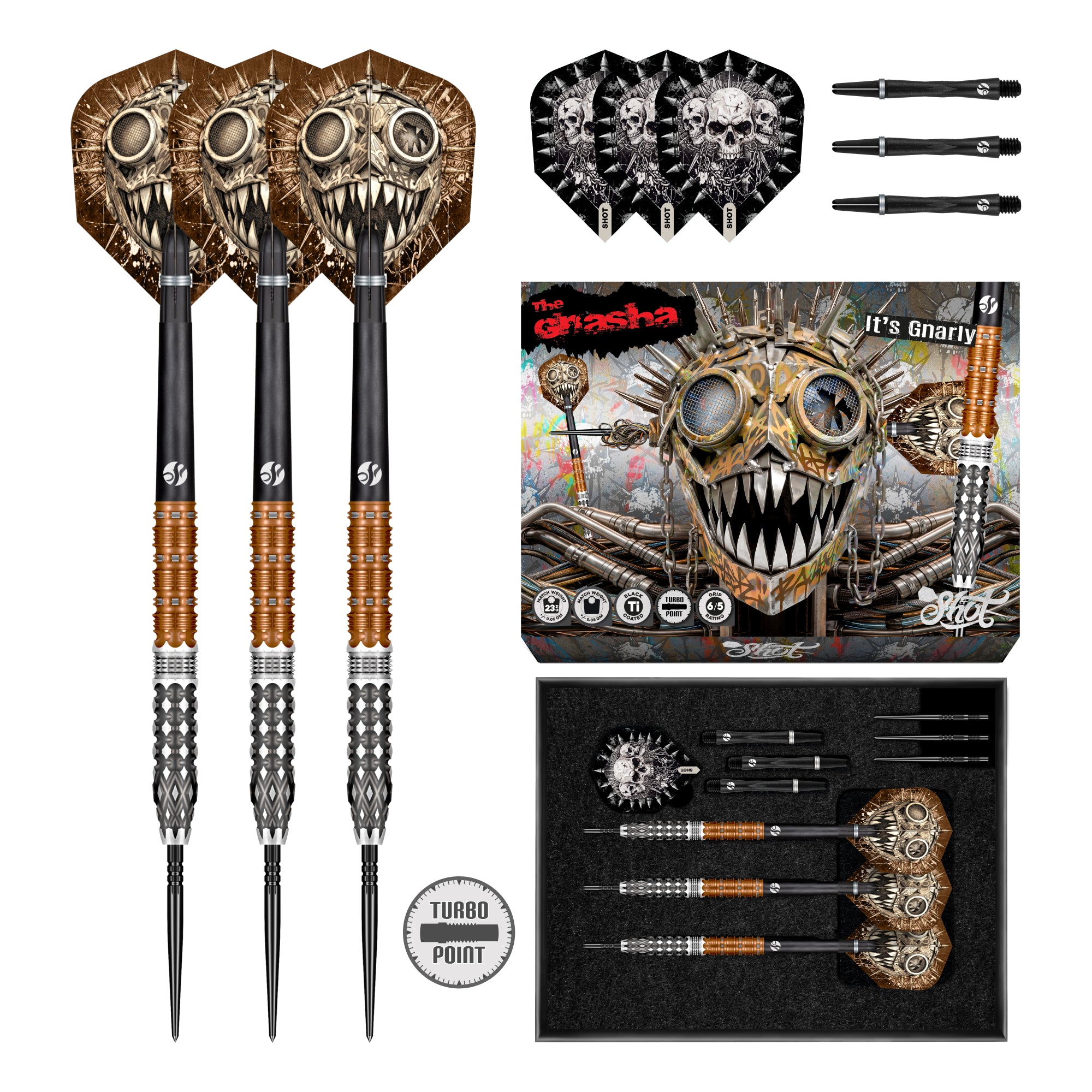 Gnarly Gnasha Steel Tip Dart Set - 95% Tungsten Barrels
