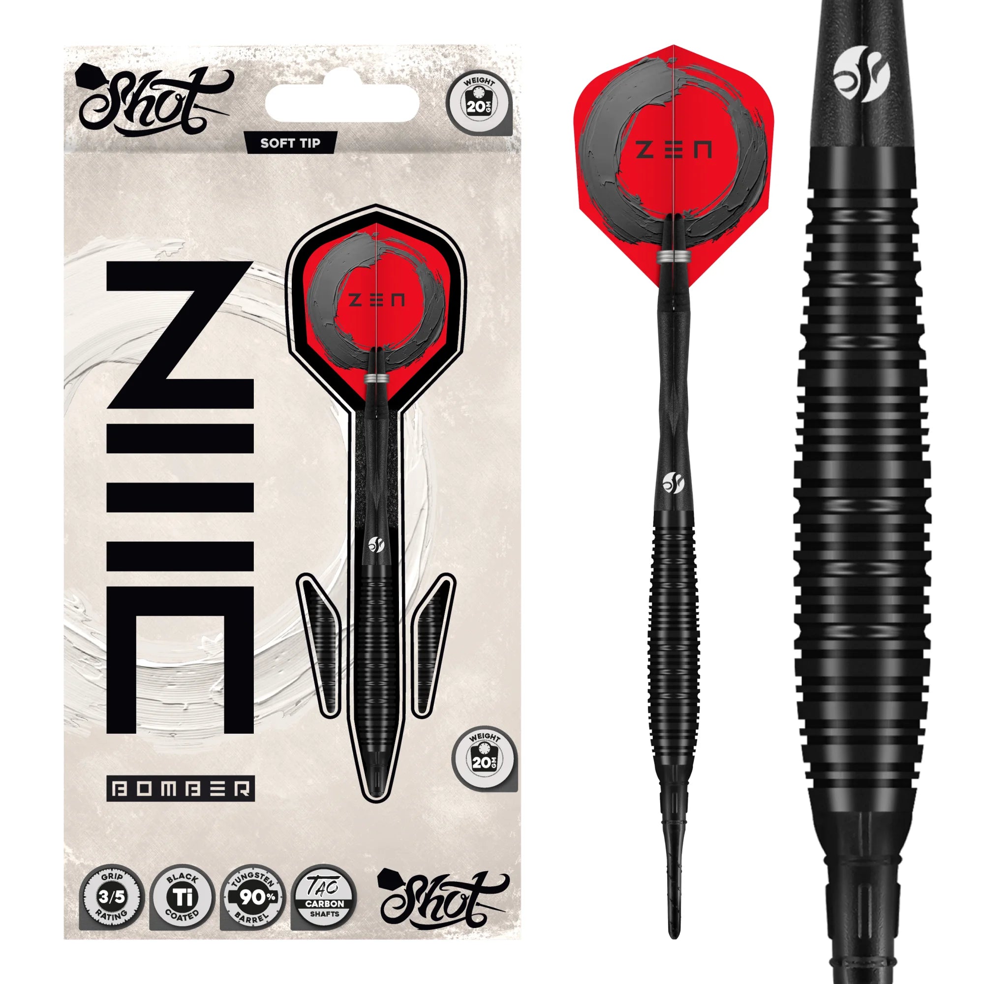 Zen Bomber Soft Tip Dart Set - 90% Tungsten Barrels