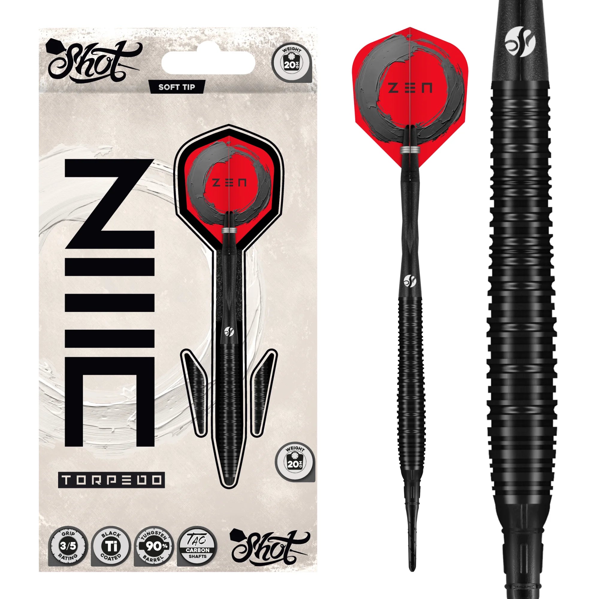 Zen Torpedo Soft Tip Dart Set - 90% Tungsten Barrels