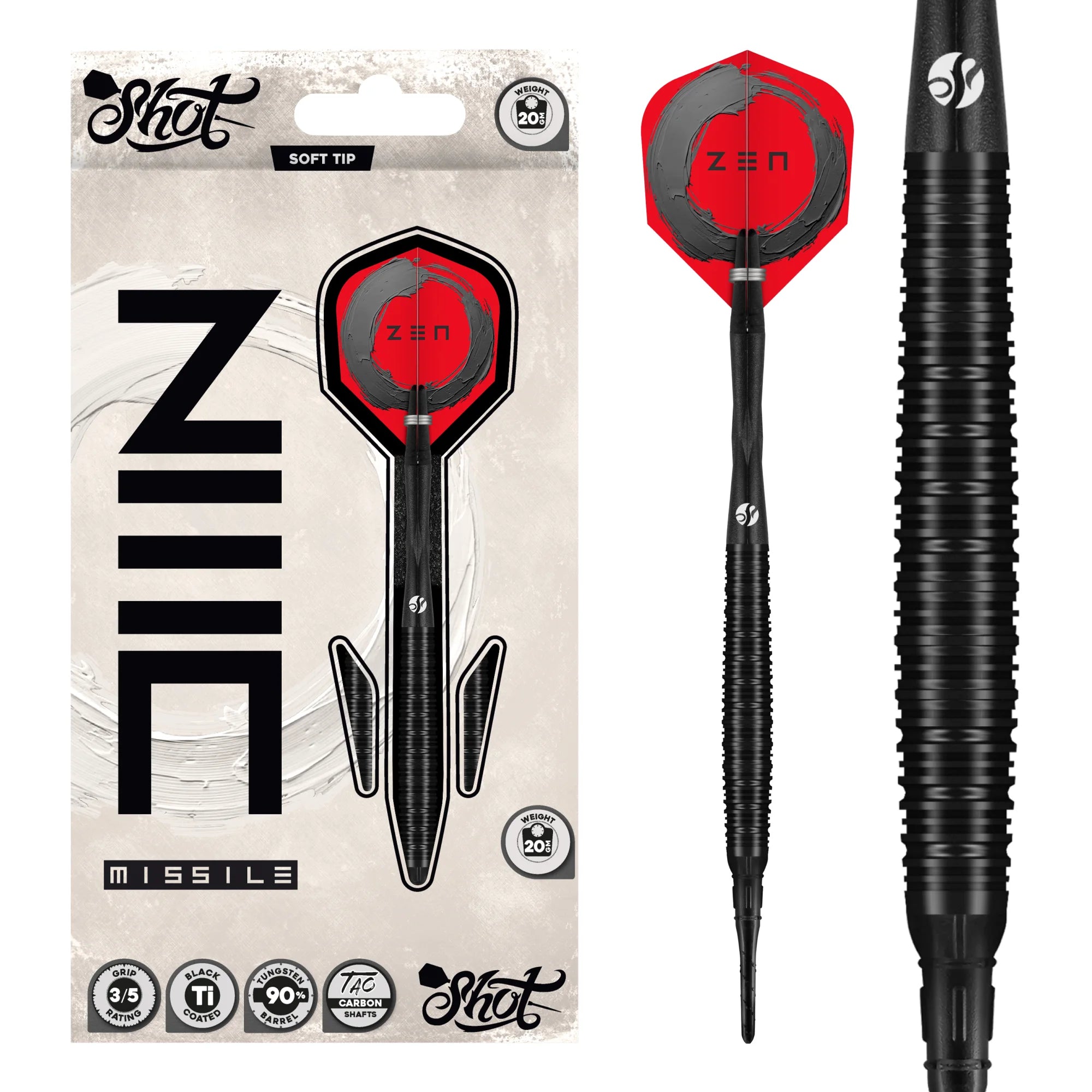 Zen Missile Soft Tip Dart Set - 90% Tungsten Barrels