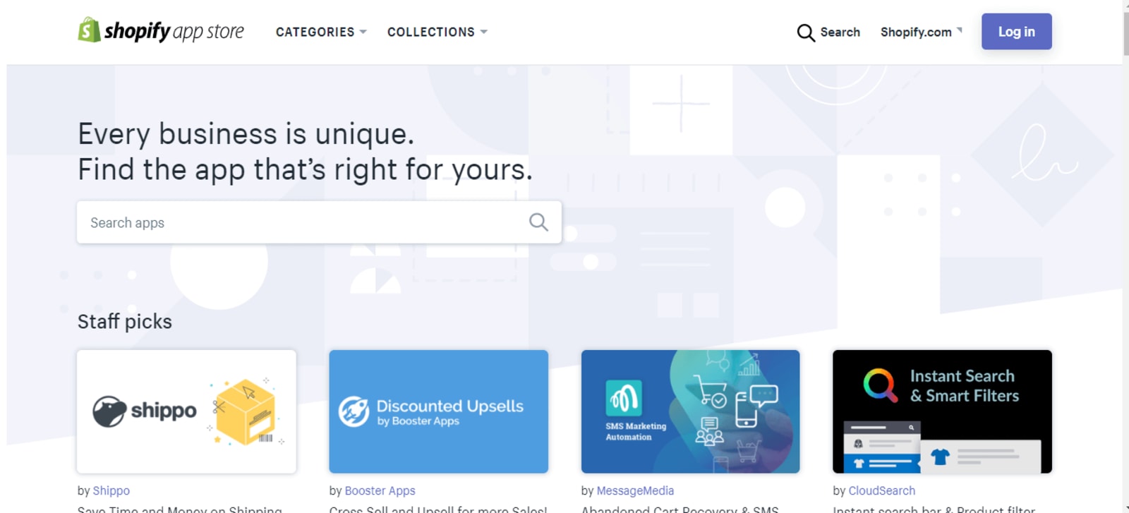 Shopify Apps Store Homepage