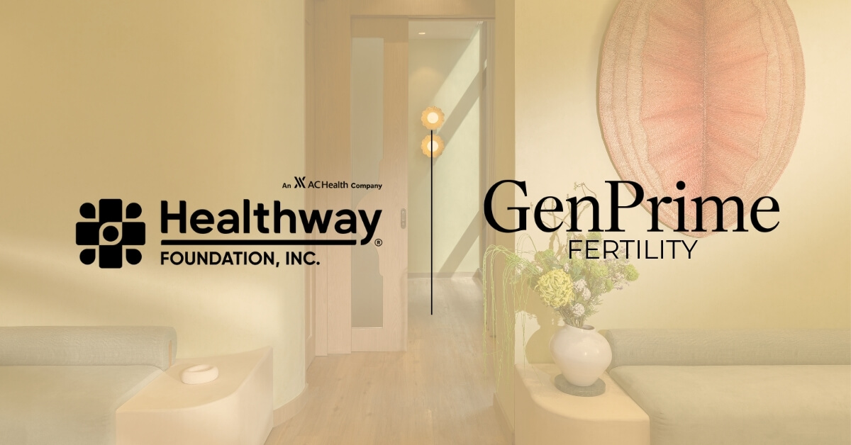 Healthway Foundation and GenPrime Fertility logos displayed side by side at the GenPrime Fertility Manila clinic