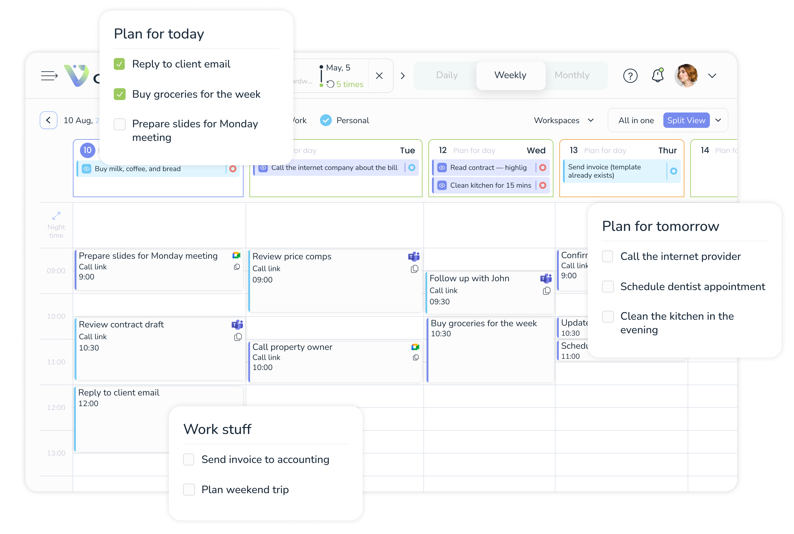 Voiset master AI calendar