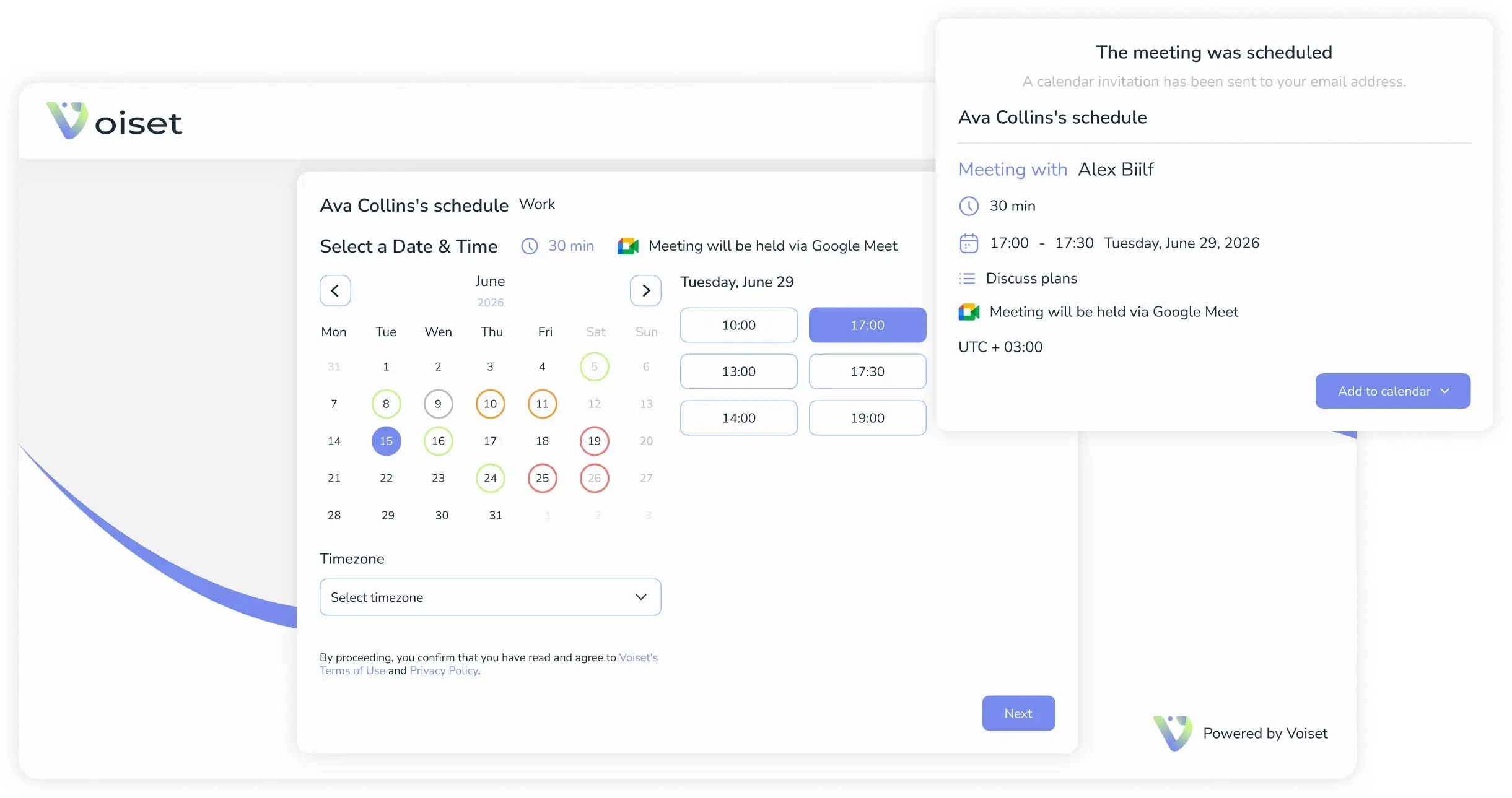 Voiset master AI calendar