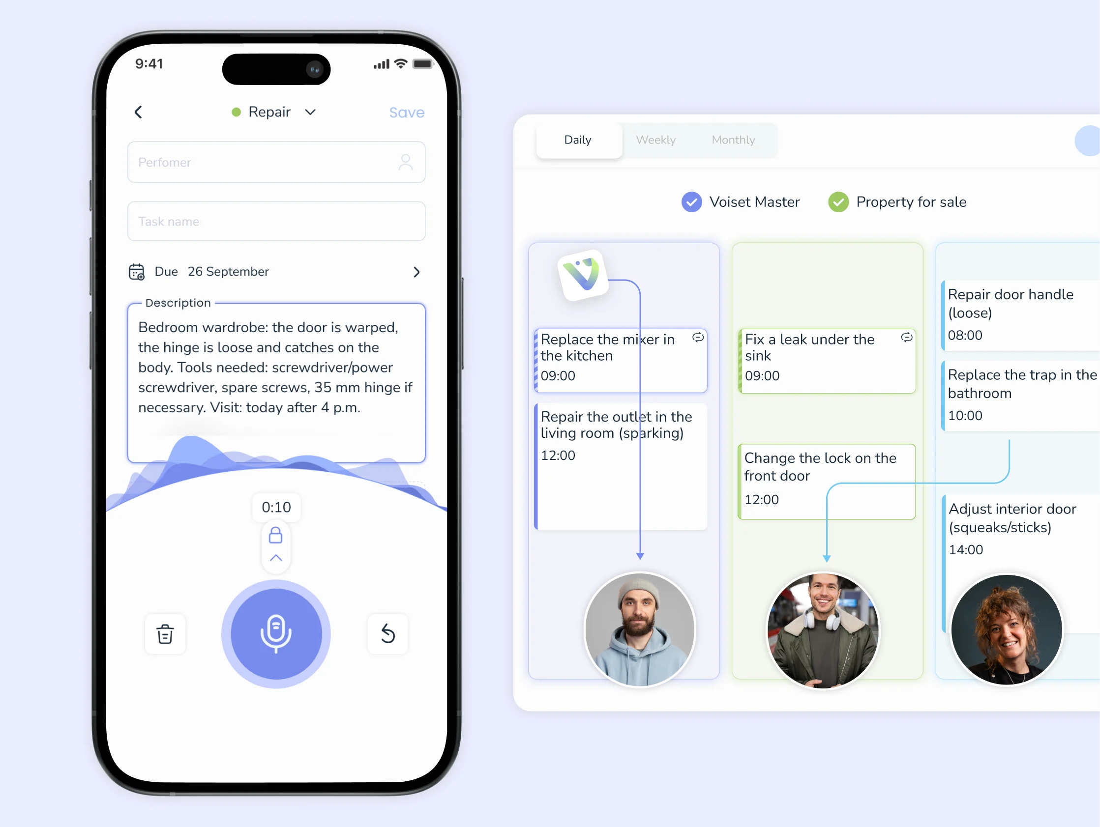 Creating tasks and notes with your voice