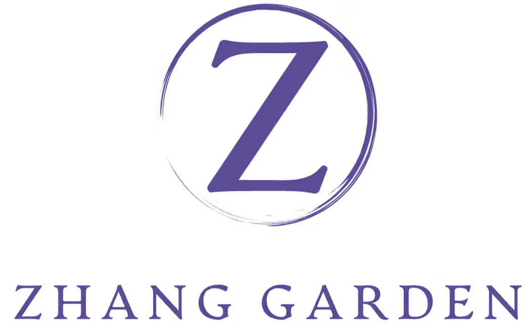 A purple logo for a company called Zang Garden.