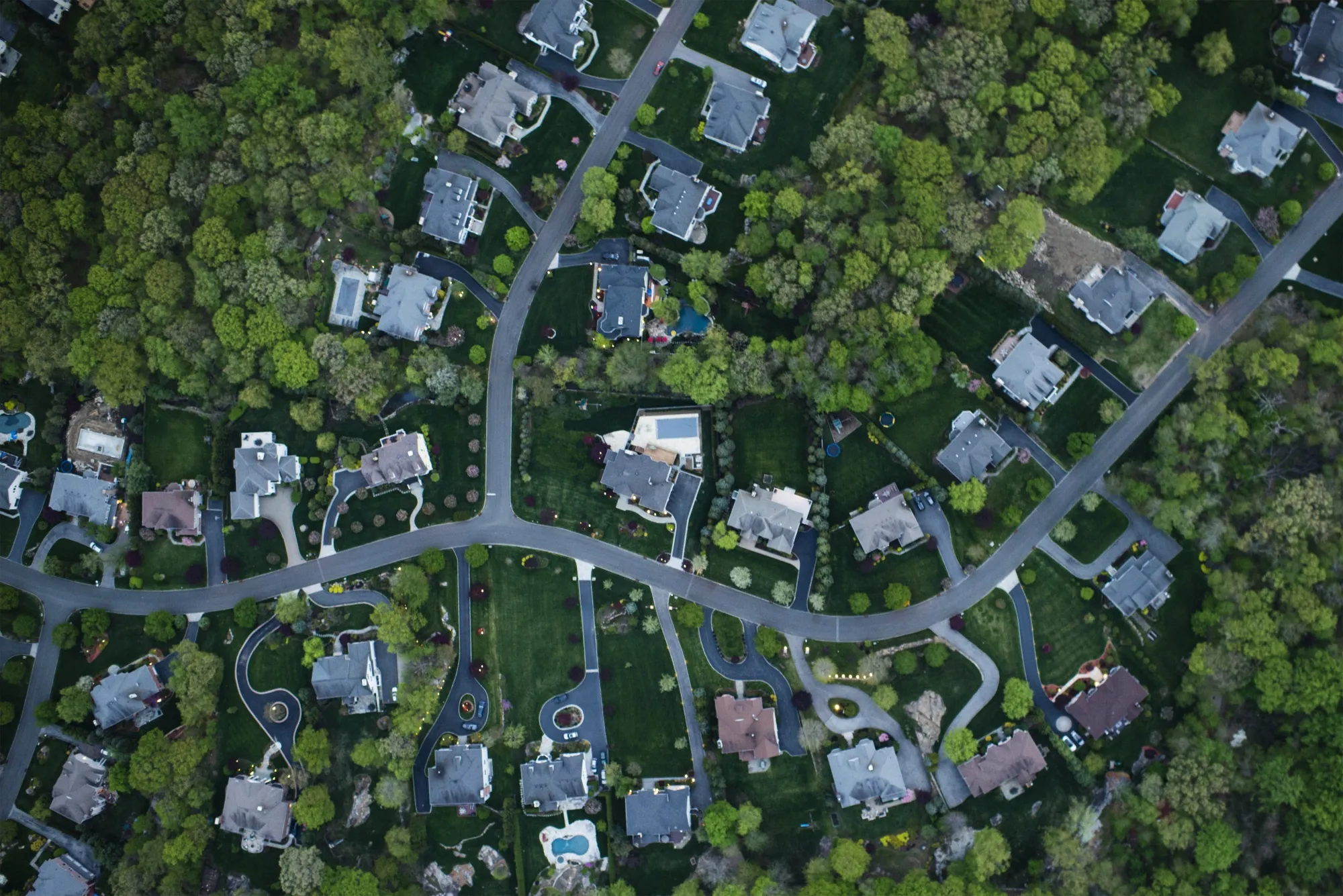 Overhead view of a neighborhood