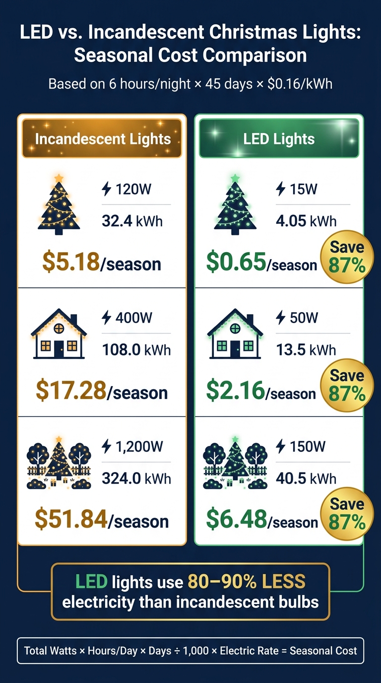 LED vs. Incandescent Christmas Lights: Seasonal Cost Comparison