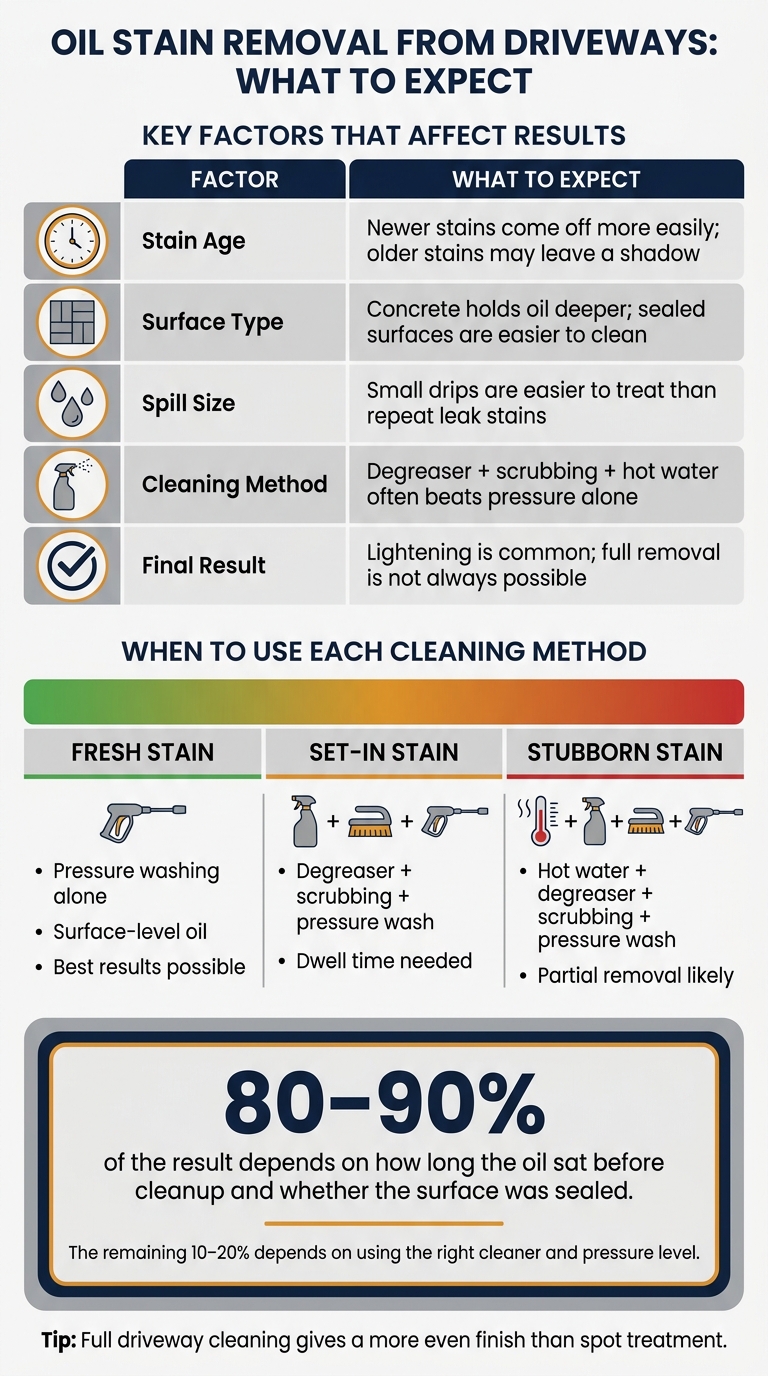 Oil Stain Removal from Driveways: What to Expect