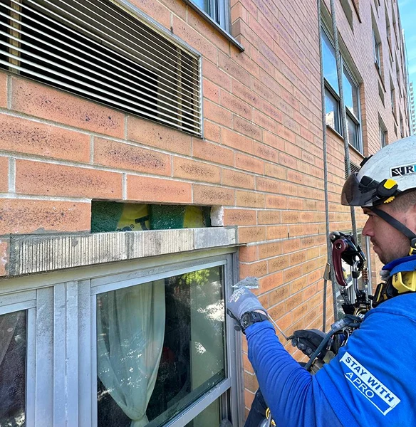 wall repairs on high rise building