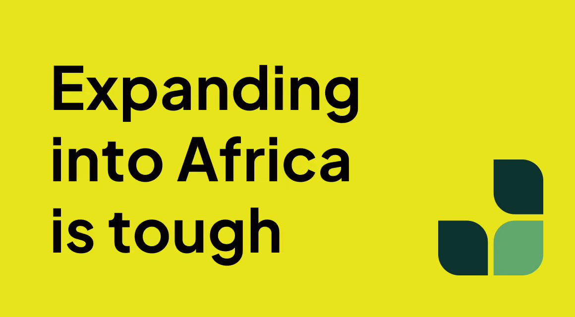 Novo42 graphic reading "Expanding into Africa is tough"