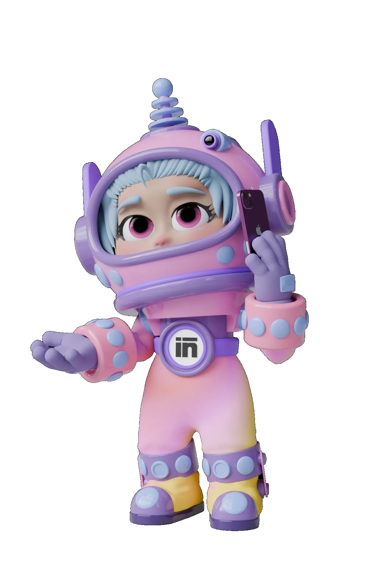 Soshie on the phone - Sintra AI mascot