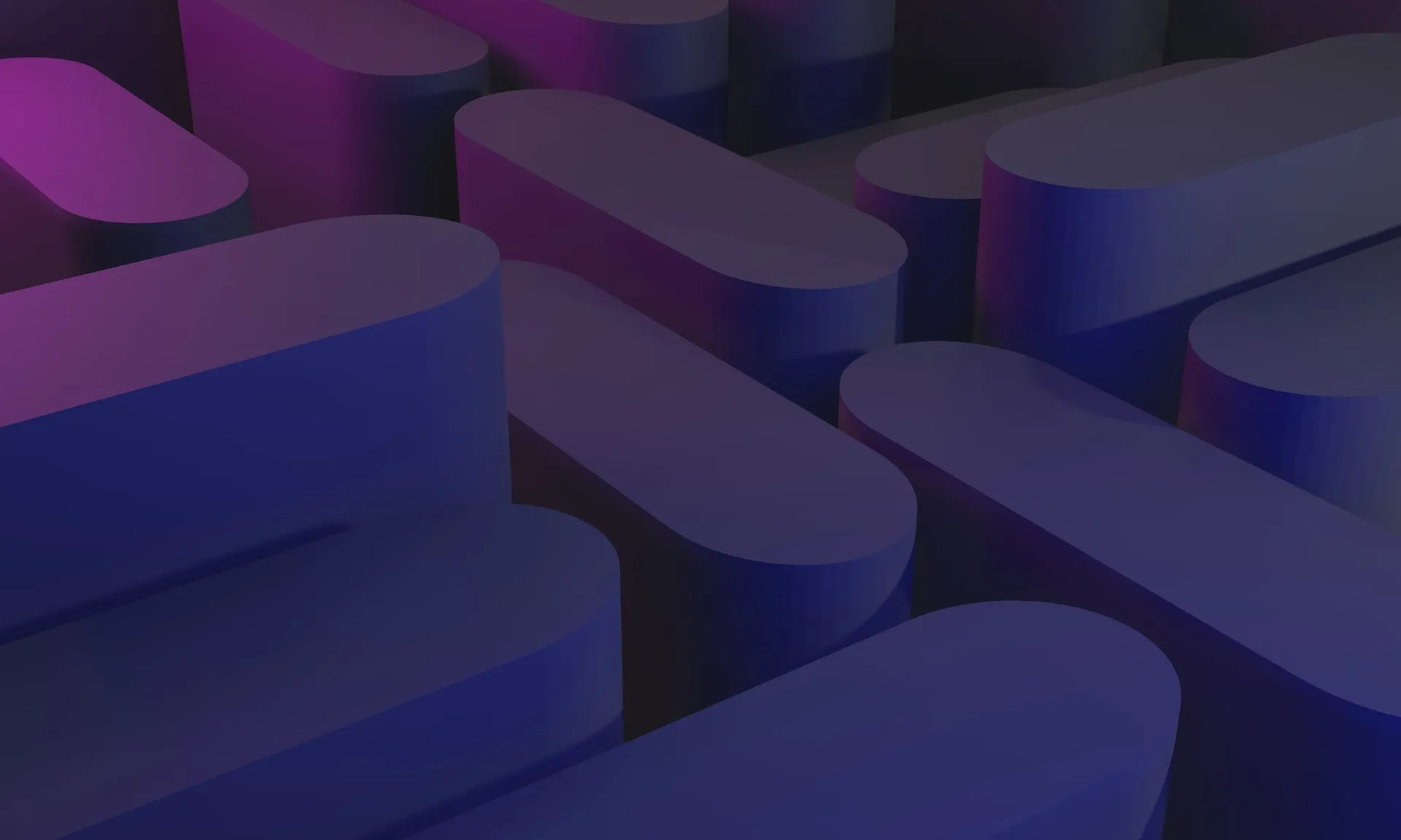 Purple and Blue Abstract 3D Shapes