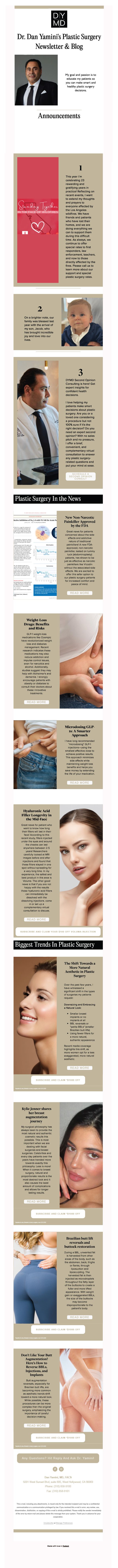 Dr. Dan Yamini’s Plastic Surgery Newsletter & Blog