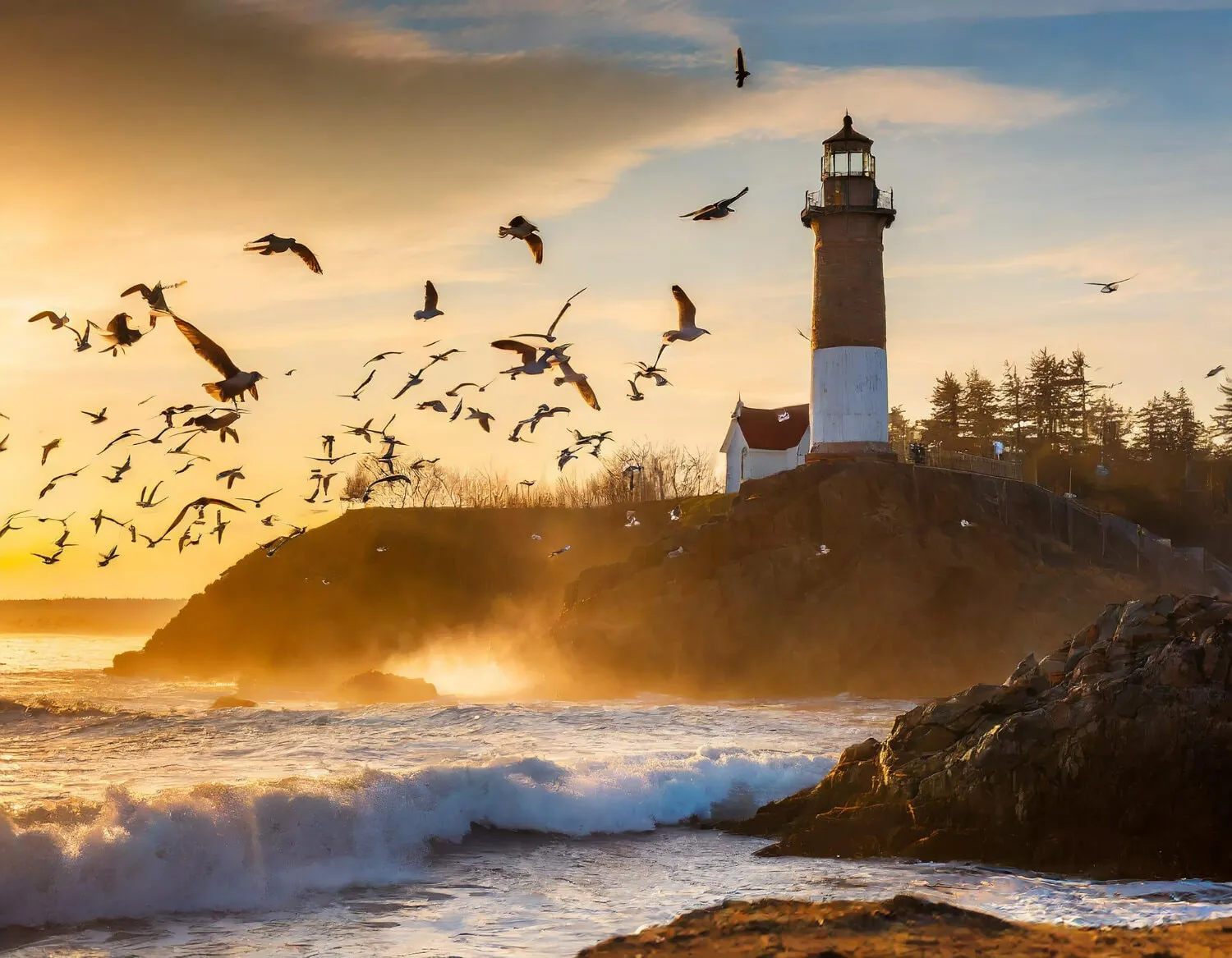 lighthouse view about banner