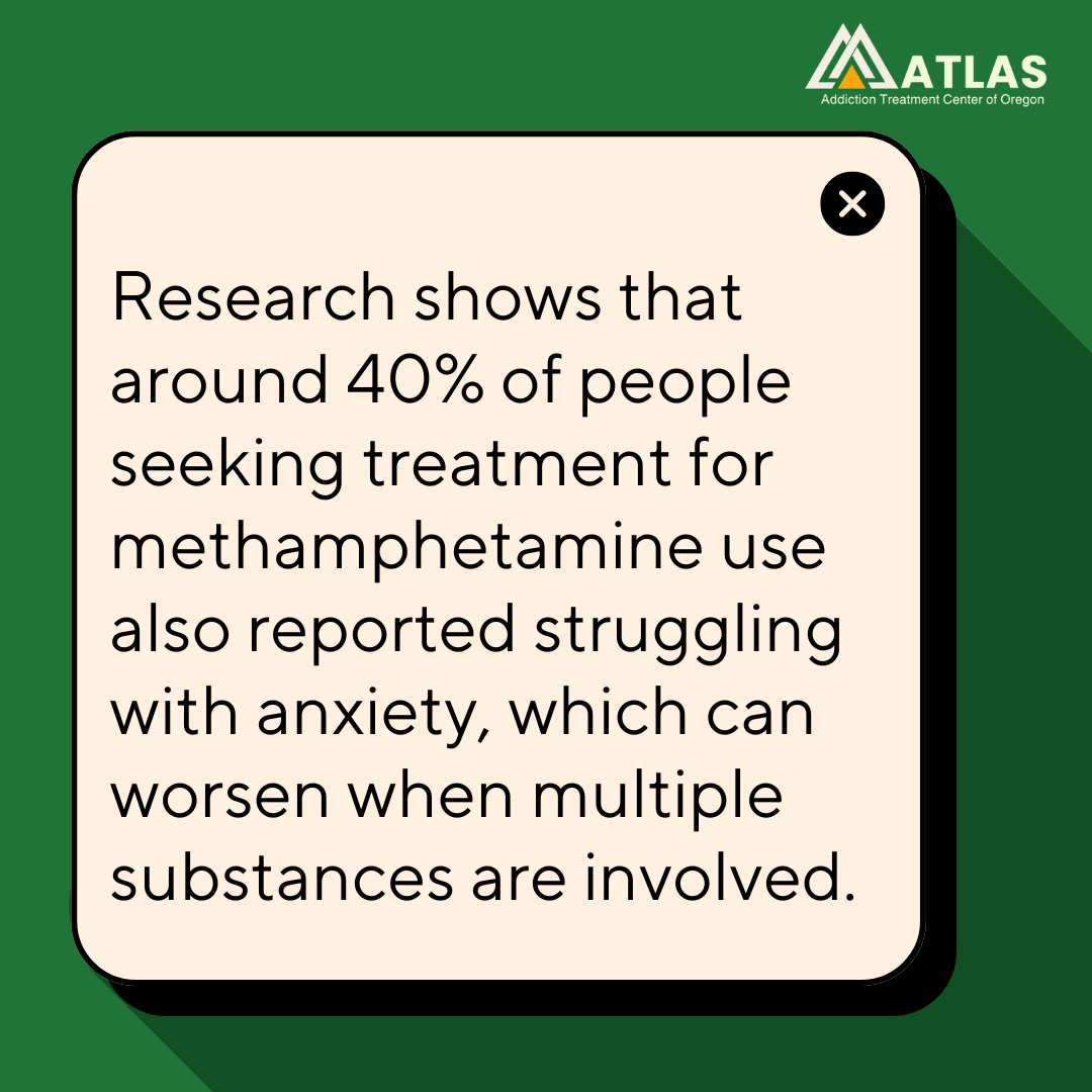 A graphic image about how meth use is linked with anxiety, showing the importance of meth addiction treatment