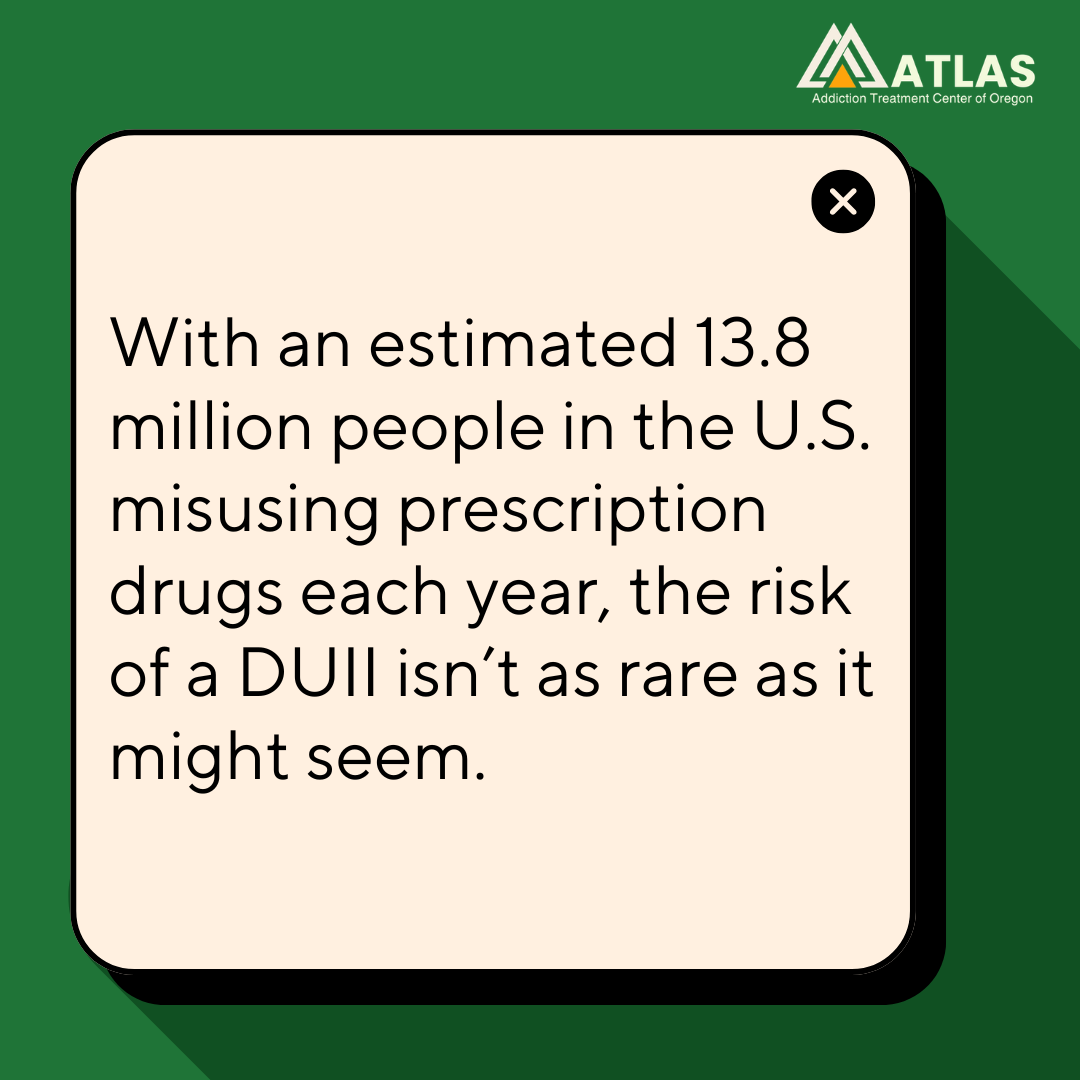  A graphic image stating that with 13.8 million people misusing prescriptions yearly in the country, the risk of an Oregon DUII from medication impairment is higher than many realize