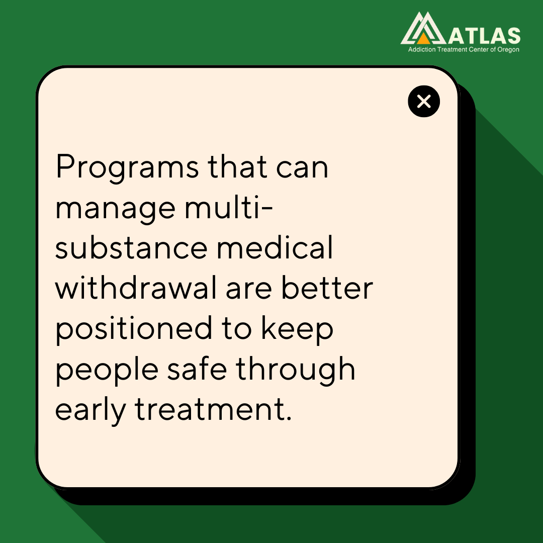 Graphic about meth and fentanyl addiction treatment highlighting the importance of managing multi-substance withdrawal during early recovery car