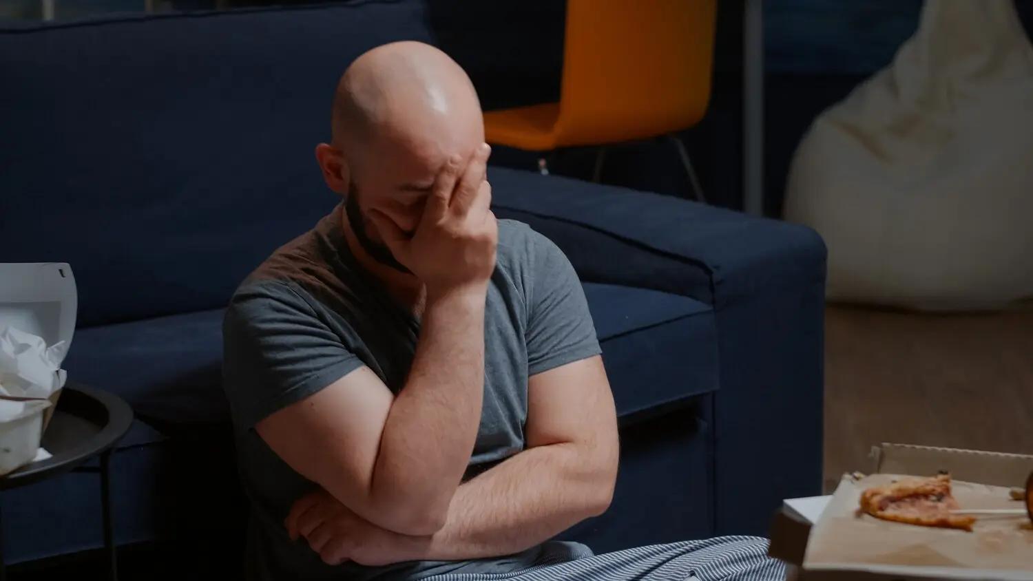 A man feels overwhelmed by symptoms of PTSD and substance use.