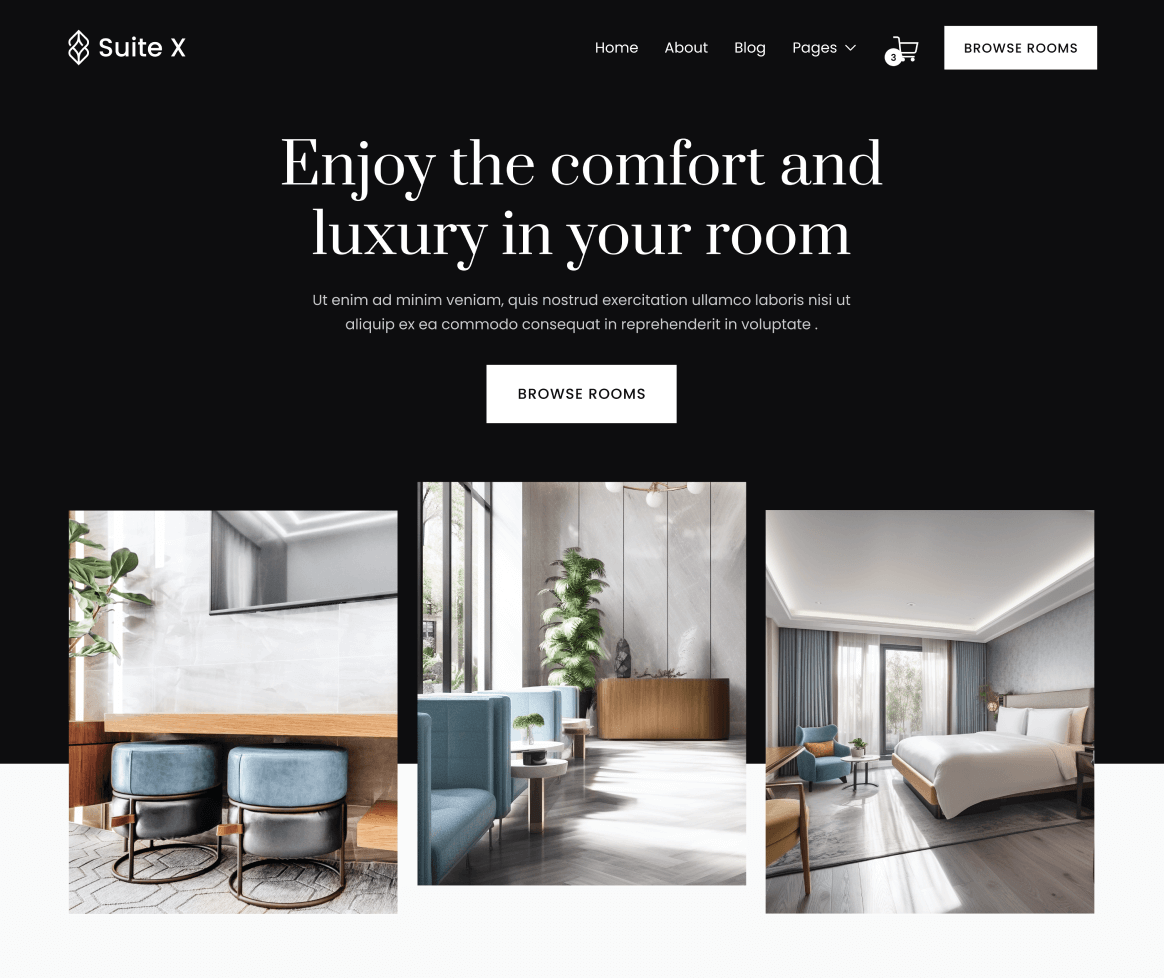 Suite X - Home V1 Page - Hotel Webflow Template