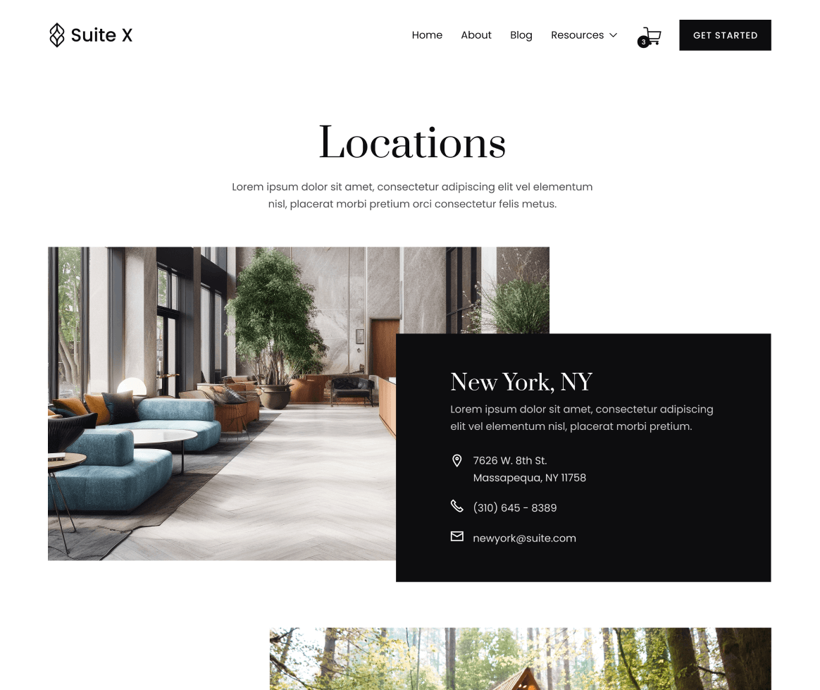 Suite X - Locations Page - Hotel Webflow Template