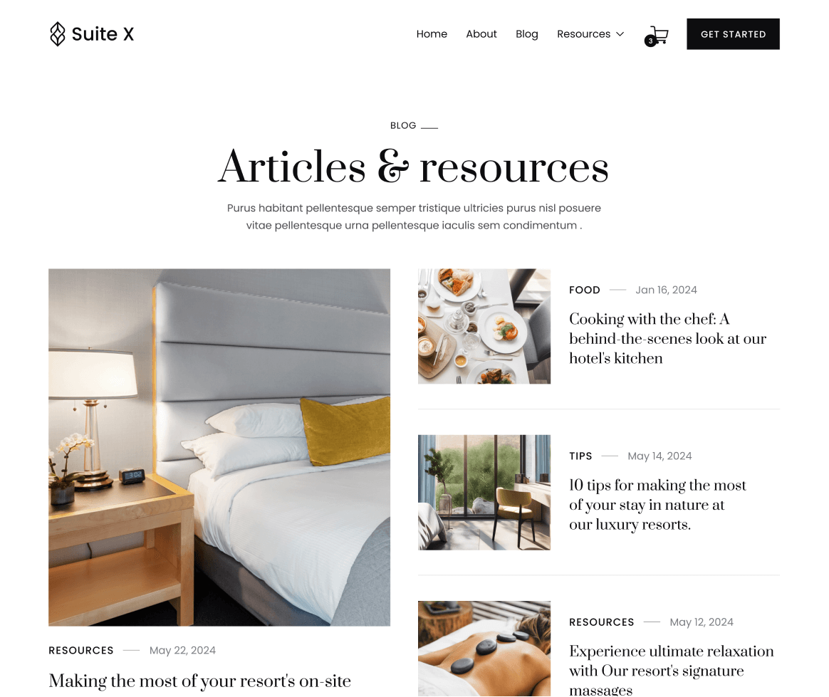 Suite X - Blog V1 Page - Hotel Webflow Template