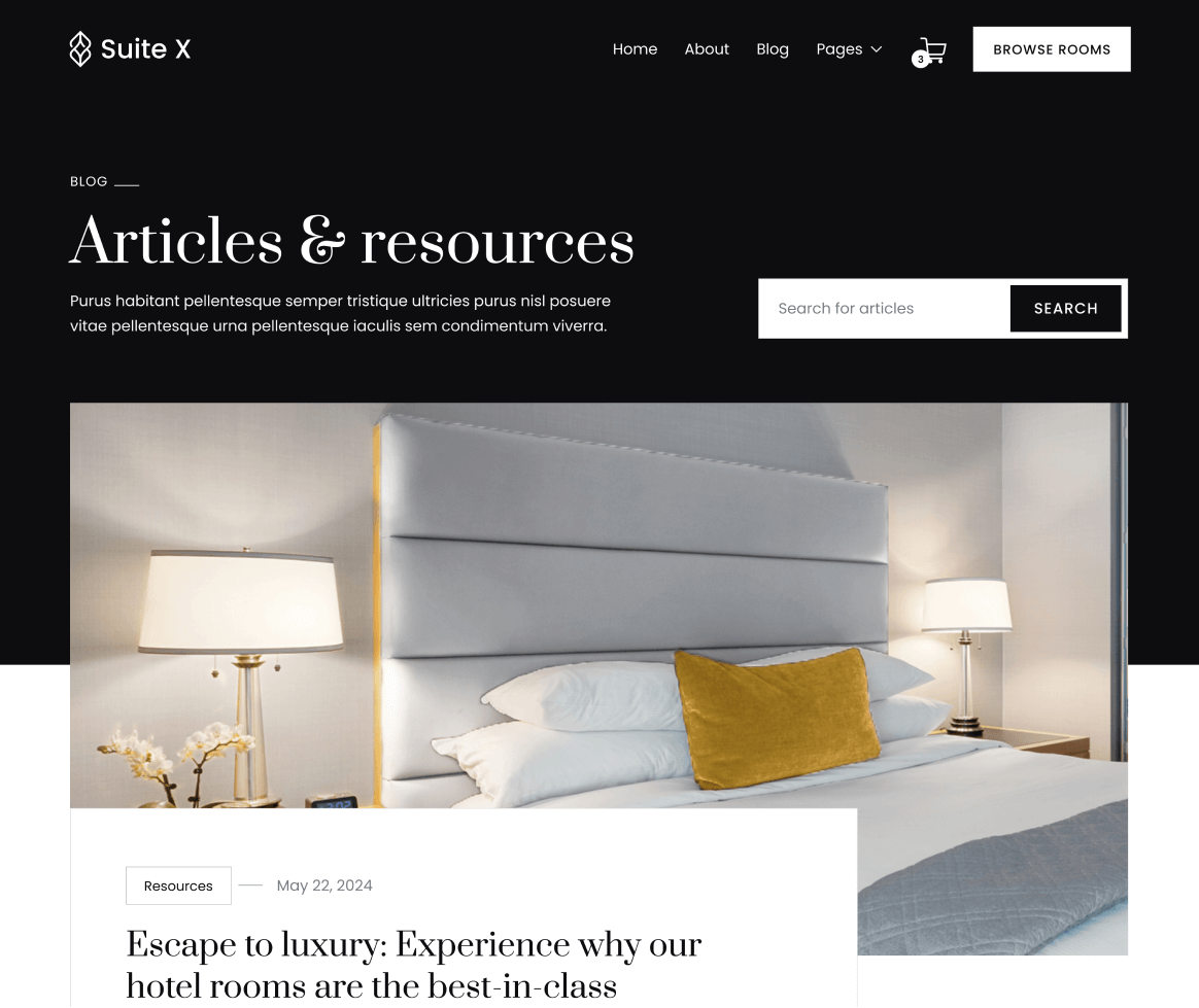 Suite X - Blog V2 Page - Hotel Webflow Template