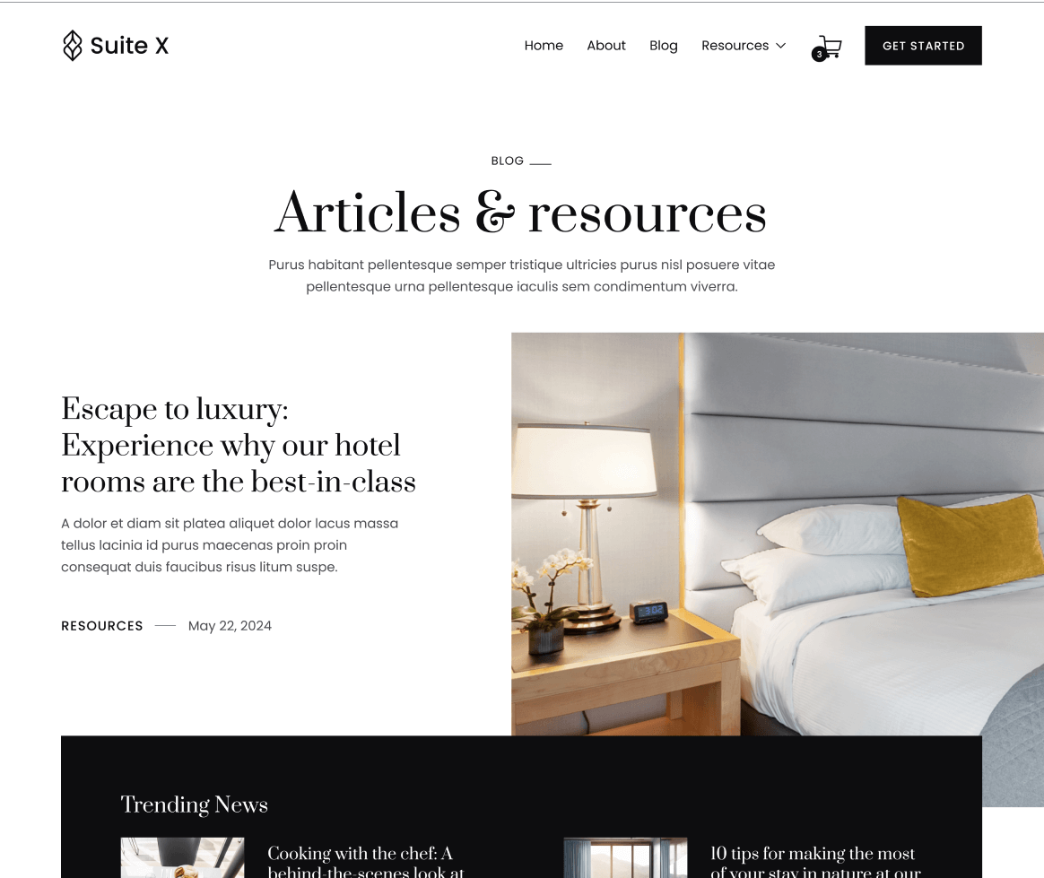 Suite X - Blog V3 Page - Hotel Webflow Template
