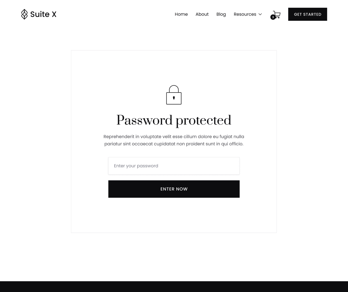 Suite X - Password Protected Page - Hotel Webflow Template