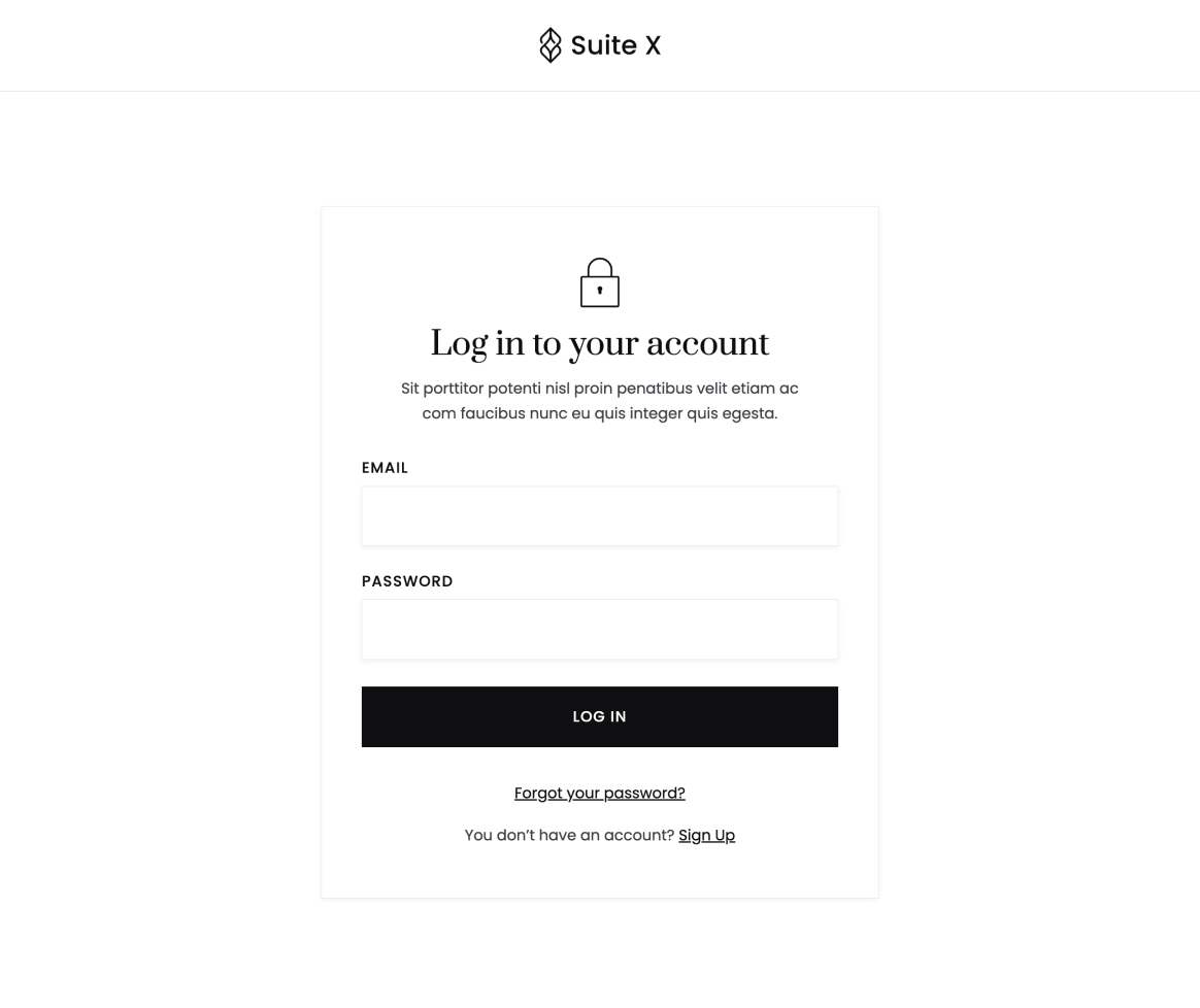 Suite X - Sign In Page - Hotel Webflow Template