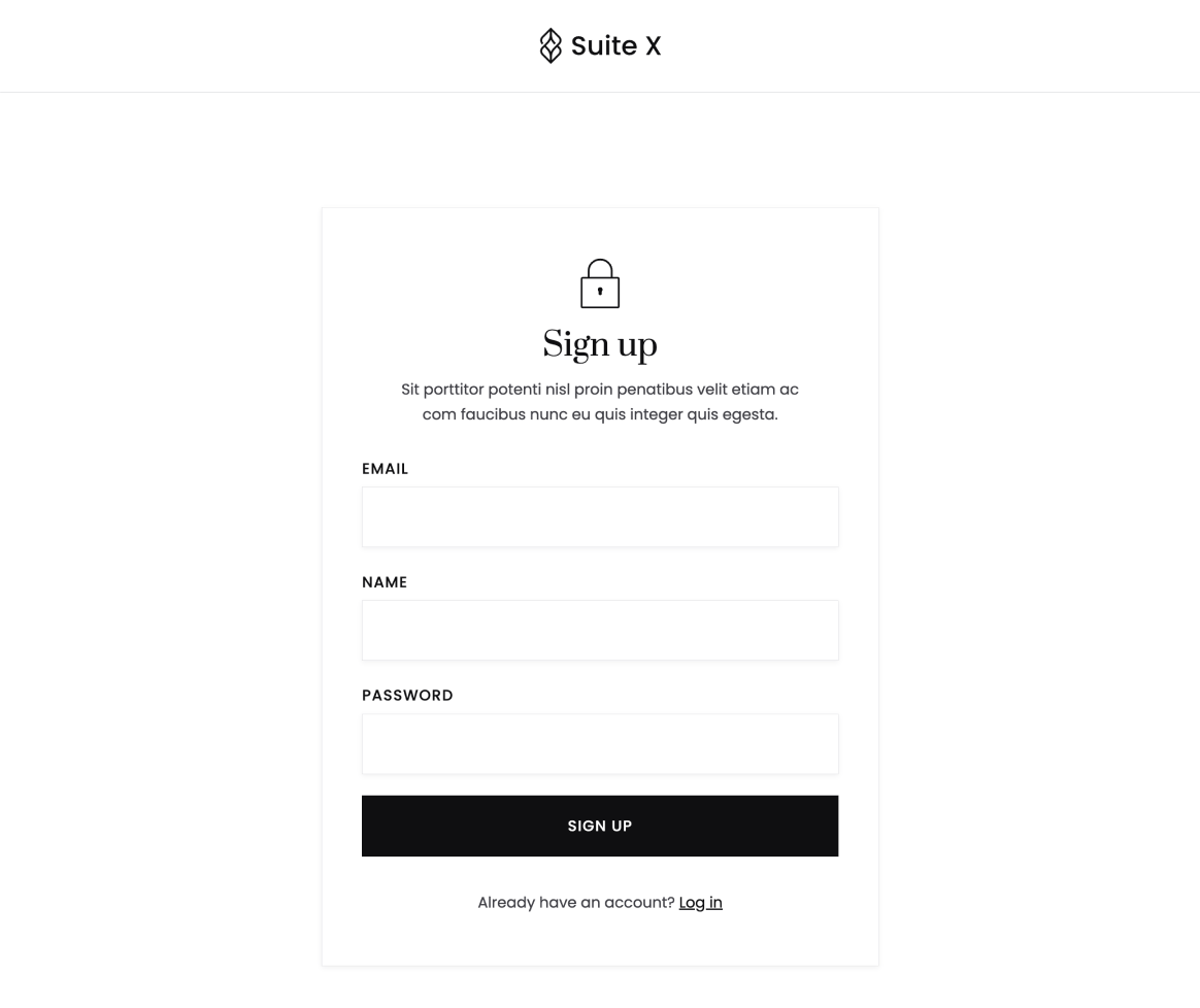 Suite X - Sign Up Page - Hotel Webflow Template