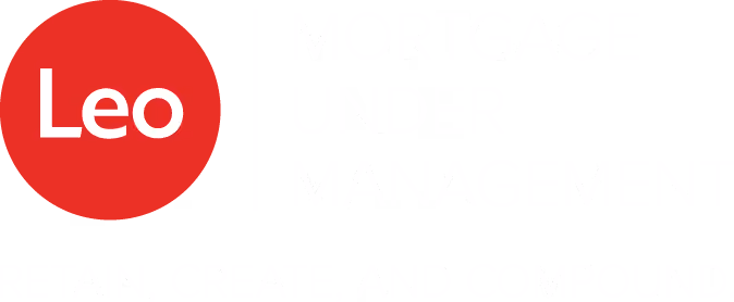 Leo Mortgage Under Management logo with Red 'Leo' icon and white text