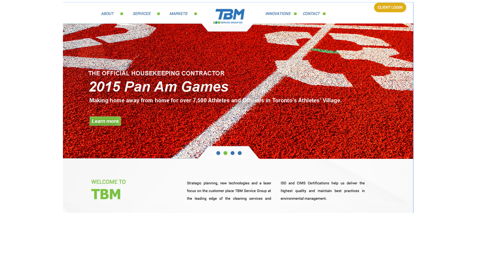 TBM Service Group Pan Am Games homepage banner design