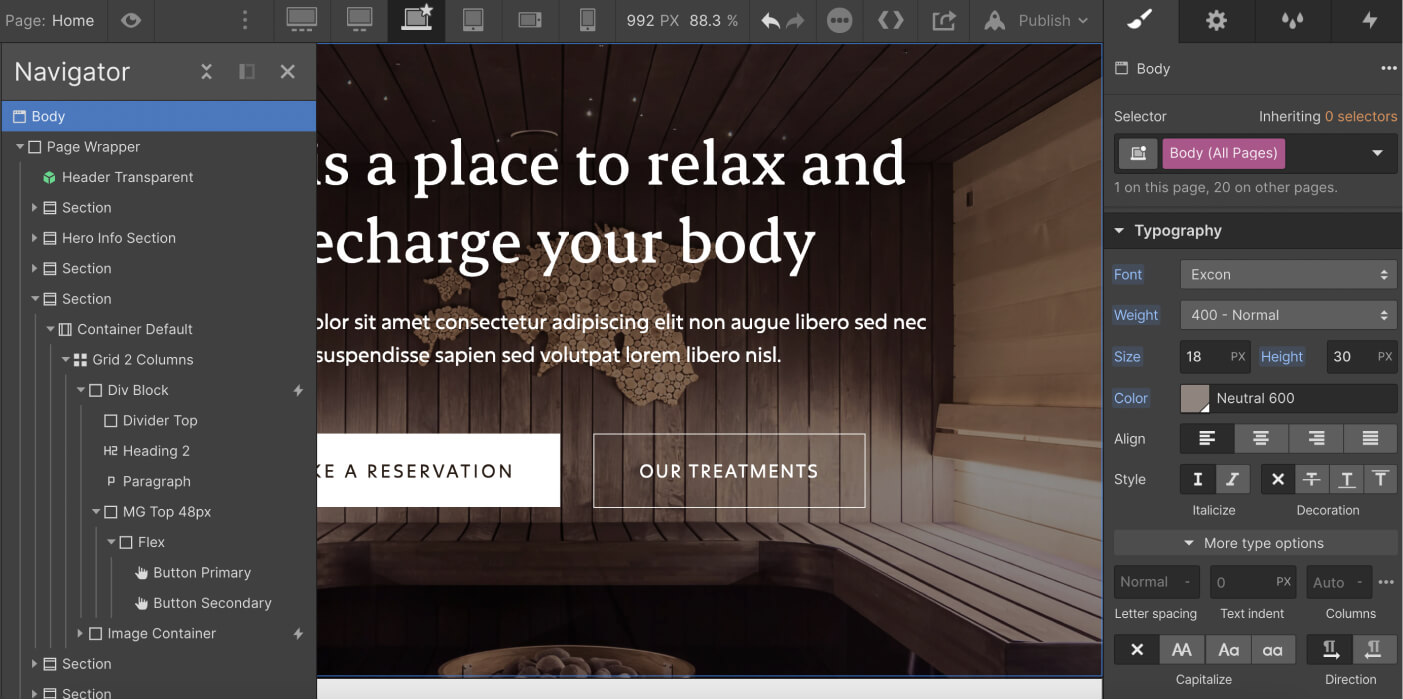 Typography - Spa X Webflow Template