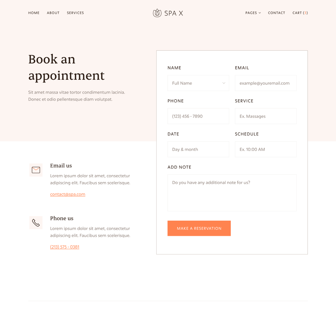 Spa - Contact page - Spa Webflow Template