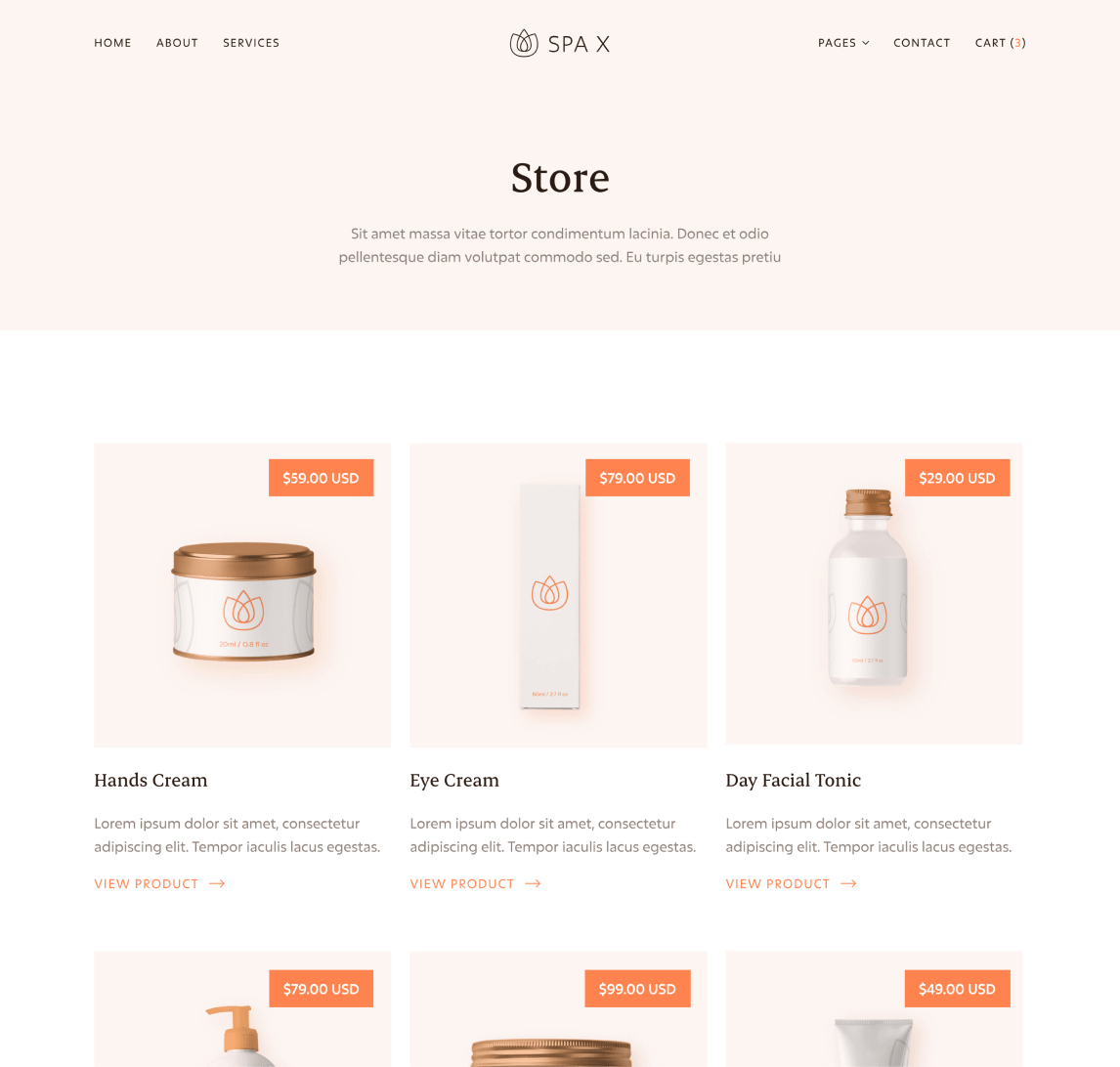 Spa - Store page - Spa Webflow Template