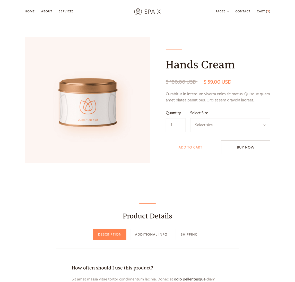 Spa - Single Product page - Spa Webflow Template