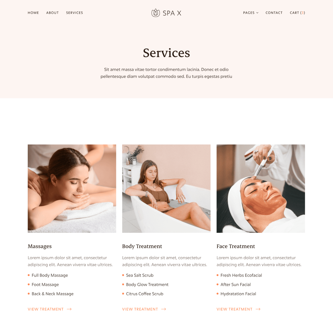 Spa - Services page - Spa Webflow Template