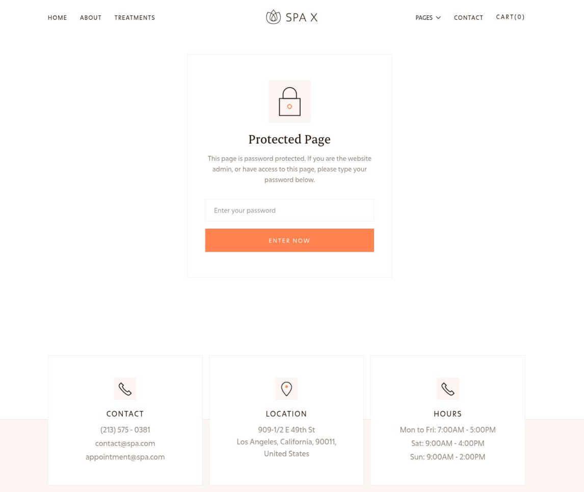 Spa - Password Protected page - Spa Webflow Template