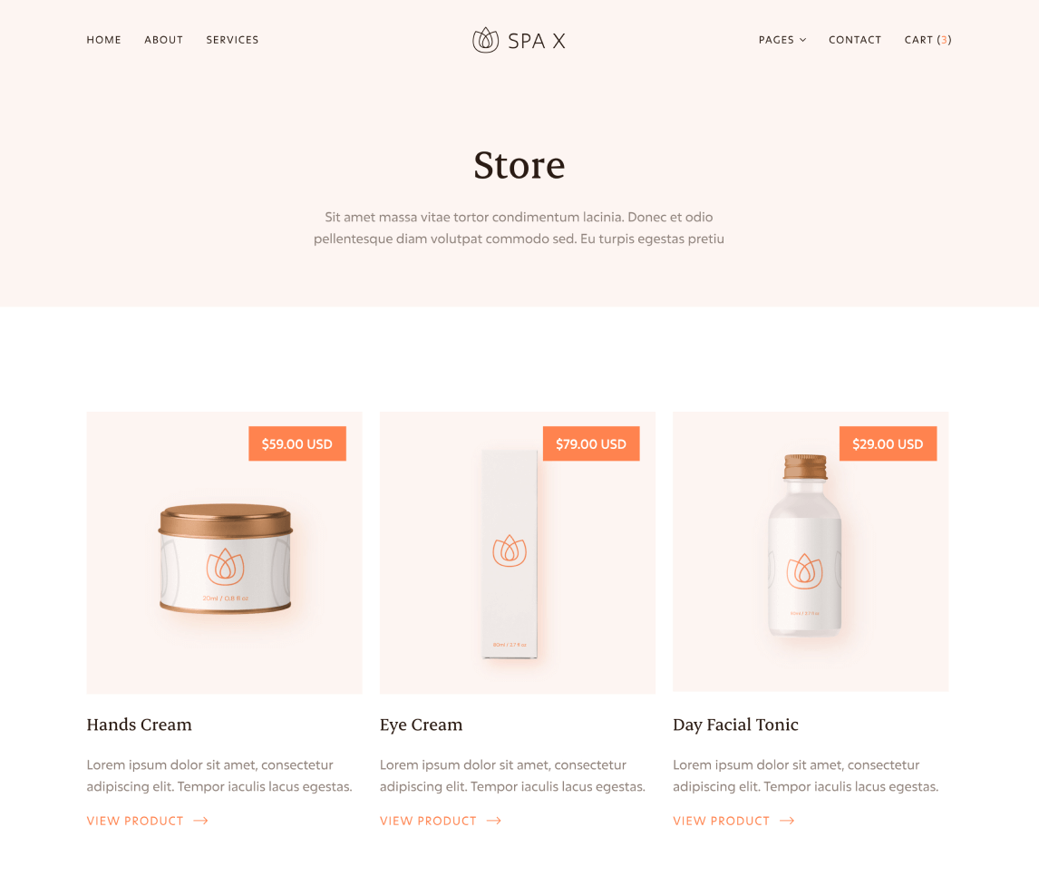 Spa - Store page - Spa Webflow Template