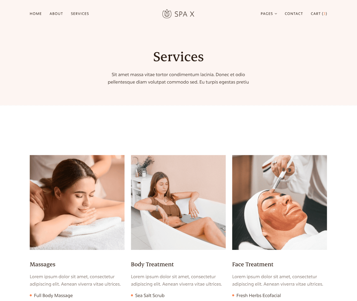 Spa - Services page - Spa Webflow Template