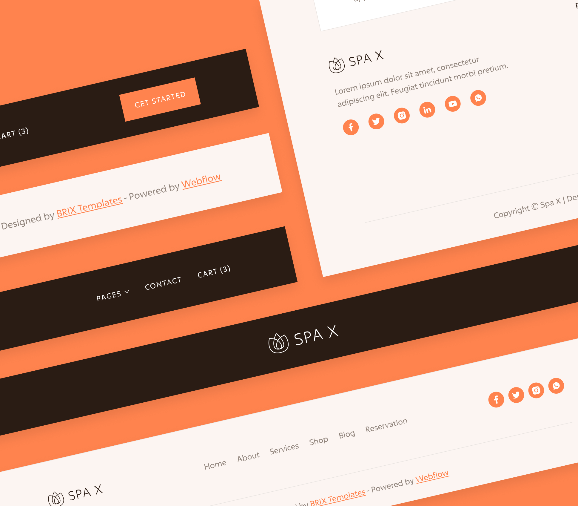 Spa - 3 Headers and Footers - Spa Webflow Template