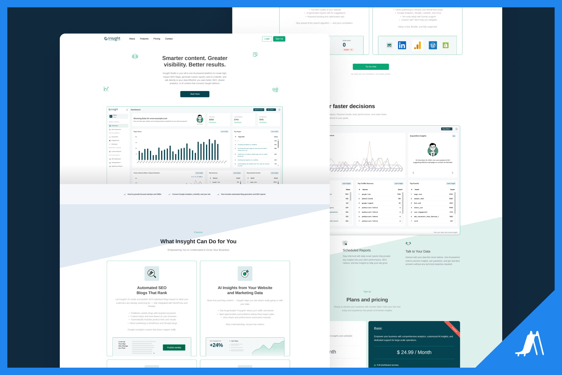 Desktop screenshot of the Insyght.studio landing page layout