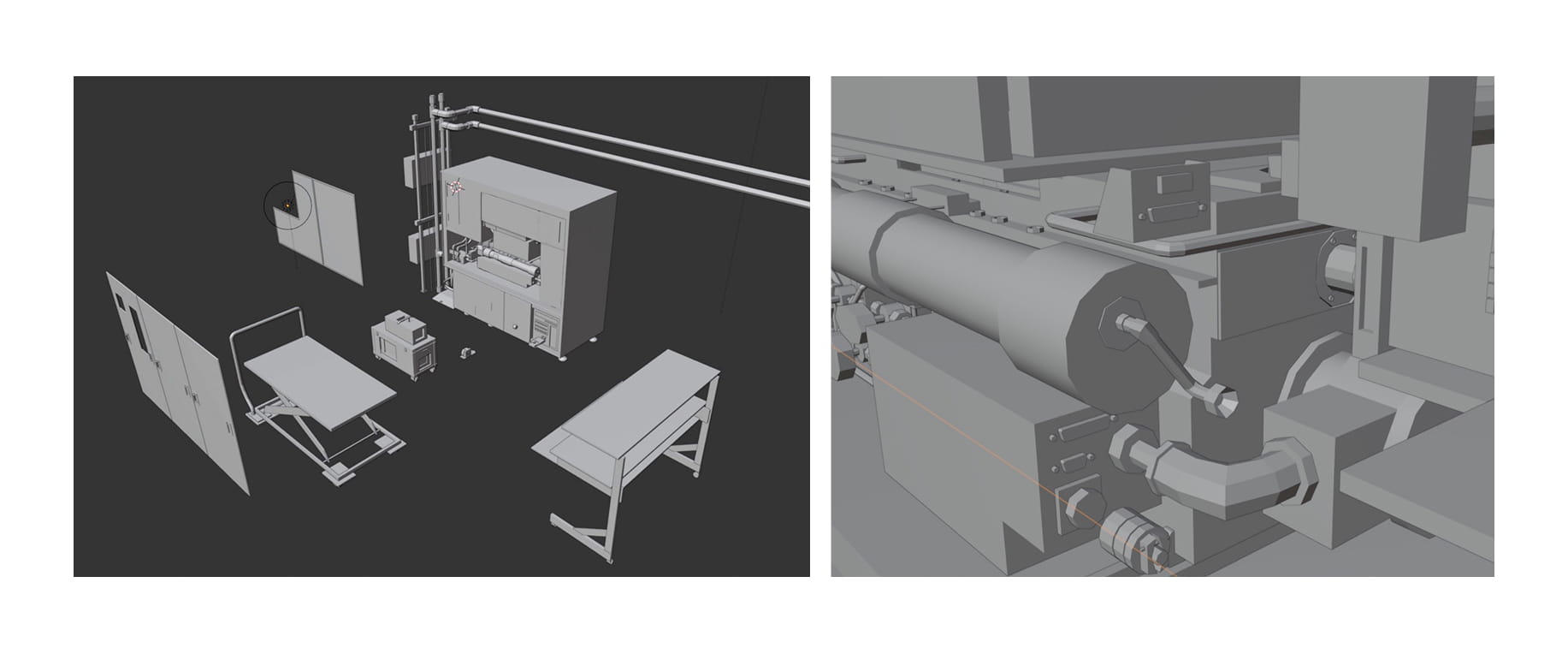 Low-fidelity 3D prototype of machinery and workspace environment for XR user experience testing and spatial interaction design