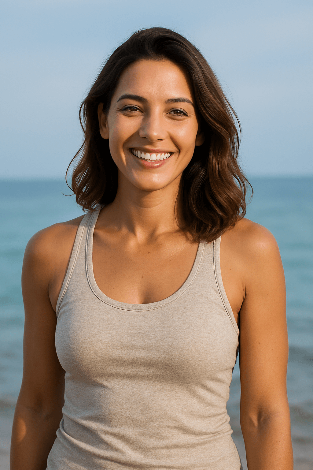 Confident woman standing outdoors in soft natural light, representing wellness, empowerment, and post-weight-loss body confidence associated with BodyTite treatments in Houston.
