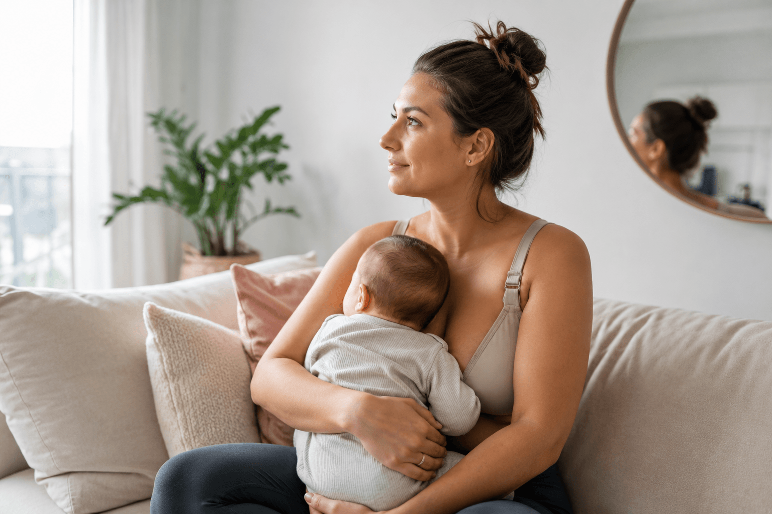 Woman considering breast augmentation after pregnancy consultation in Houston Texas