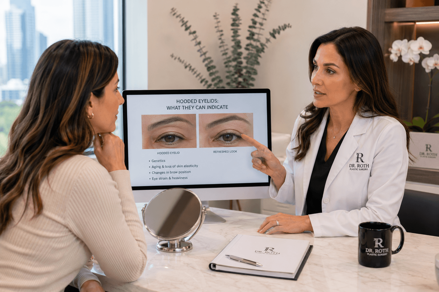 Close-up of a woman's refreshed, bright eyes after eyelid surgery in Houston, Texas