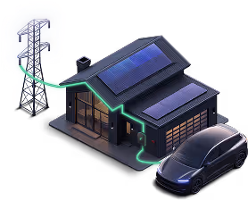 Icon of house with solar panels and Hypervolt charger
