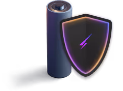 Battery with protective shield icon, representing Hypervolt preventing wasted energy.